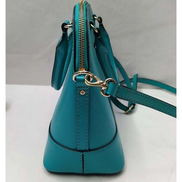 Kate Spade Teal Leather Double Handles Zipper Closure Satchel Bag - Picture 13 of 16